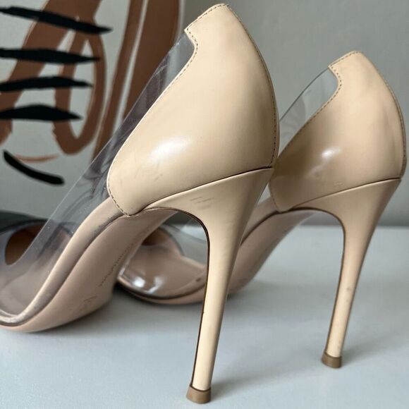 Gianvito Rossi Plexi 105 Black Nude Leather Stiletto Heel PVC Pumps Size 36.5 - Picture 6 of 9